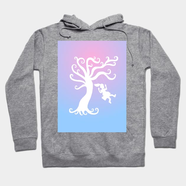 Blue to Pink Tree Swing Silhouette Hoodie by Art by Deborah Camp